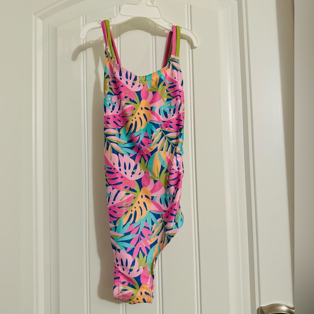 Cute Free Haven girls size 9 10 pink print one piece swim suit new